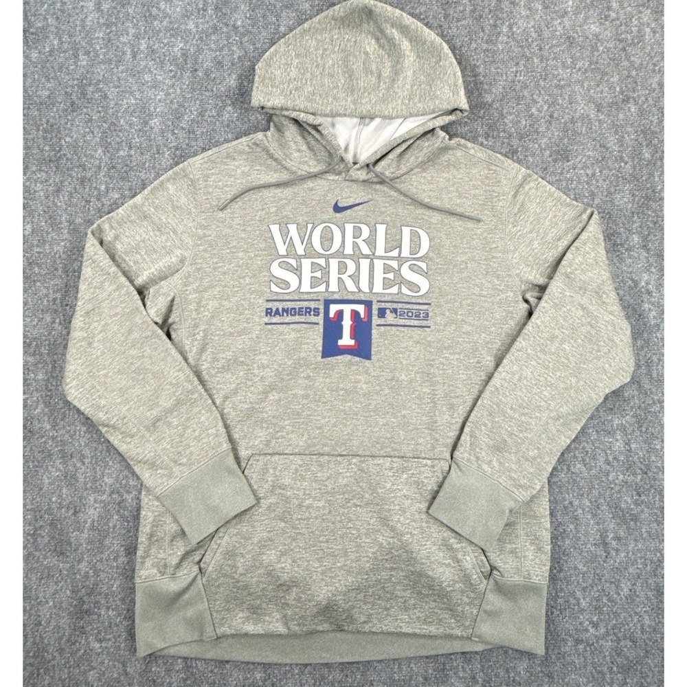 Nike Texas Rangers 2023 MLB World Series Mens XL Gray Dri-FIT Hoodie